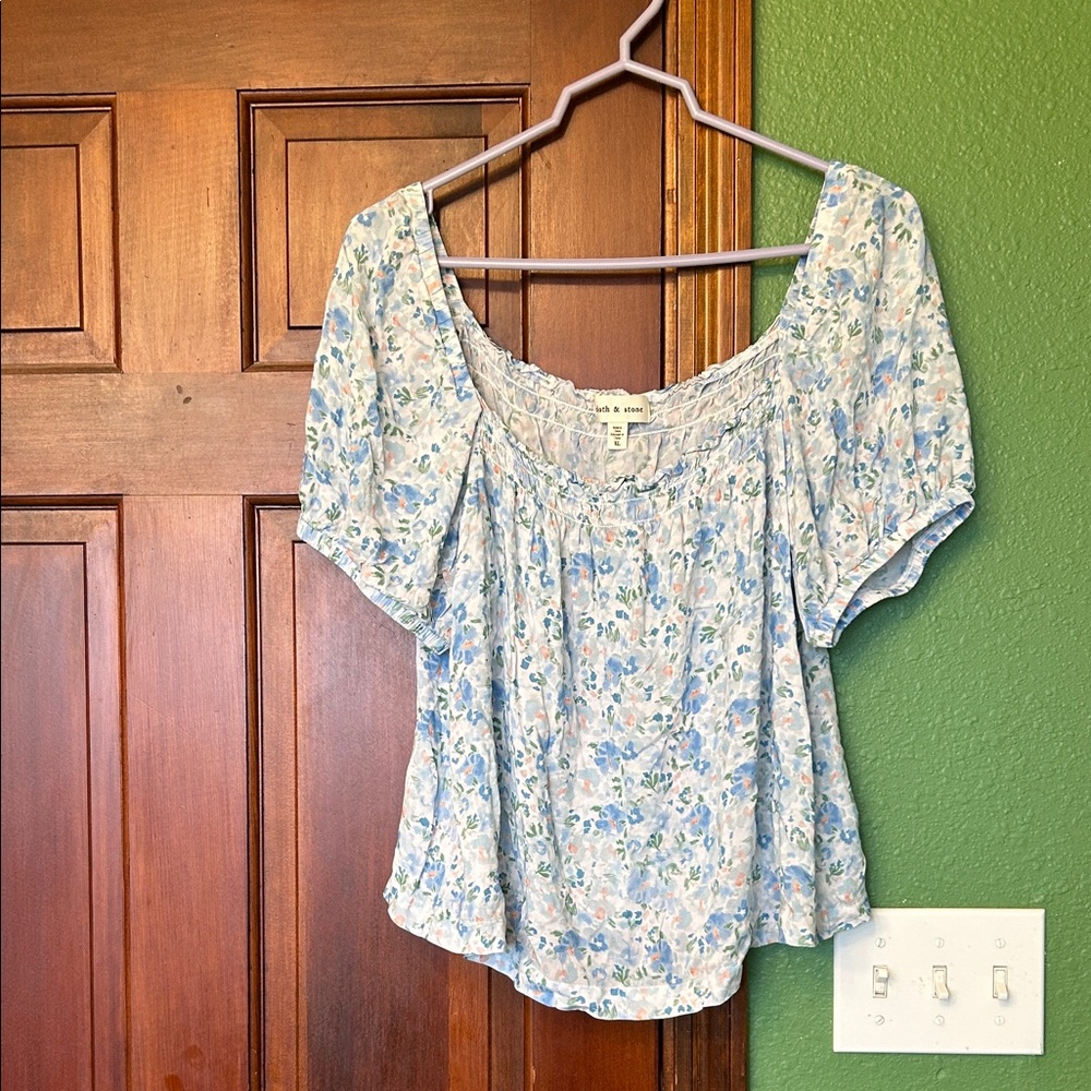 Cloth & Stone Light Blue Floral Blouse